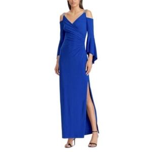 Ralph Lauren Beaded ruched Formal Evening Dress Gown mother bride formal holiday